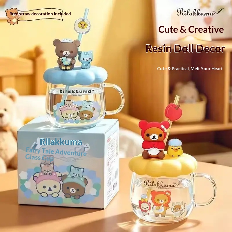 Training Cup Straw - Bicchiere d'Acqua in Vetro Rilakkuma con