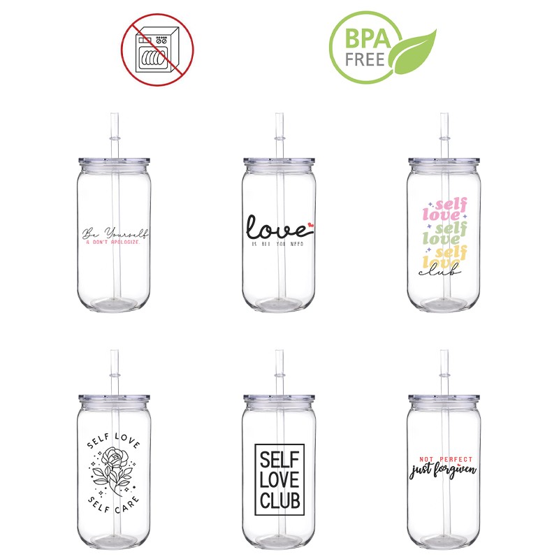 Training Cup Straw - Self Love Colorato Fashin Gril Trasferimento